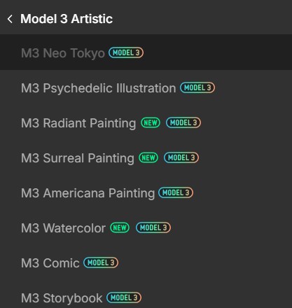 Modelos disponíveis no Skybox AI